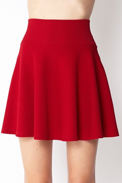 Forever 21 Textured Skater Skirt Love 21 in Red | Lyst