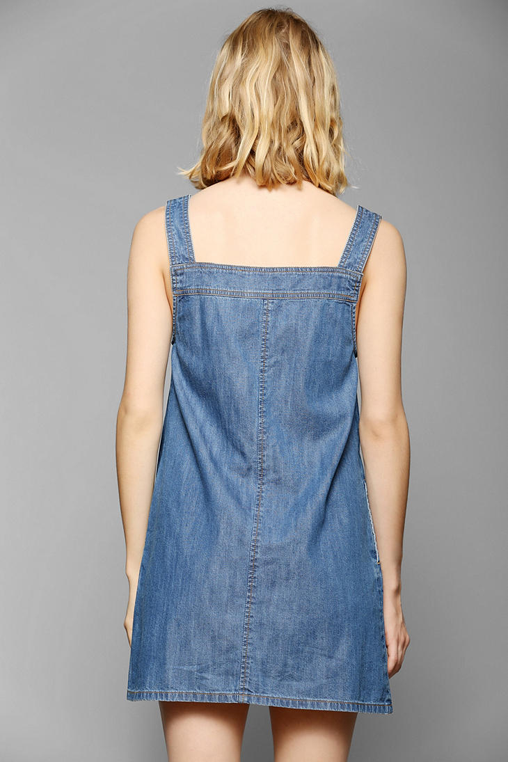 Lyst Urban Outfitters Bdg Chambray Jumper  Dress  in Blue