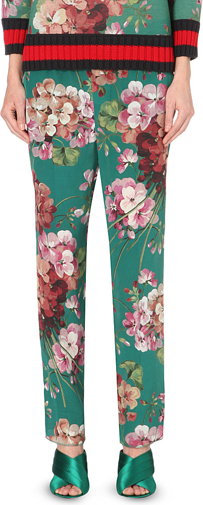 floral silk trousers