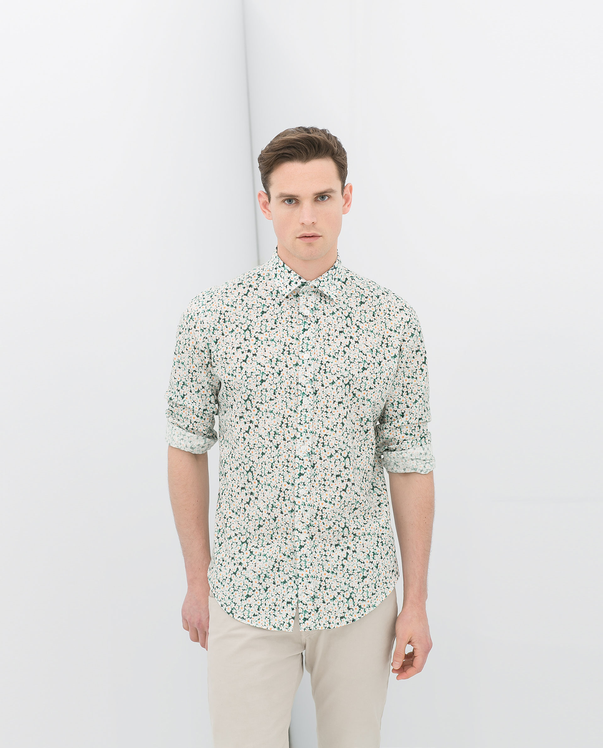 Zara Floral Print Shirt in Green for Men | Lyst