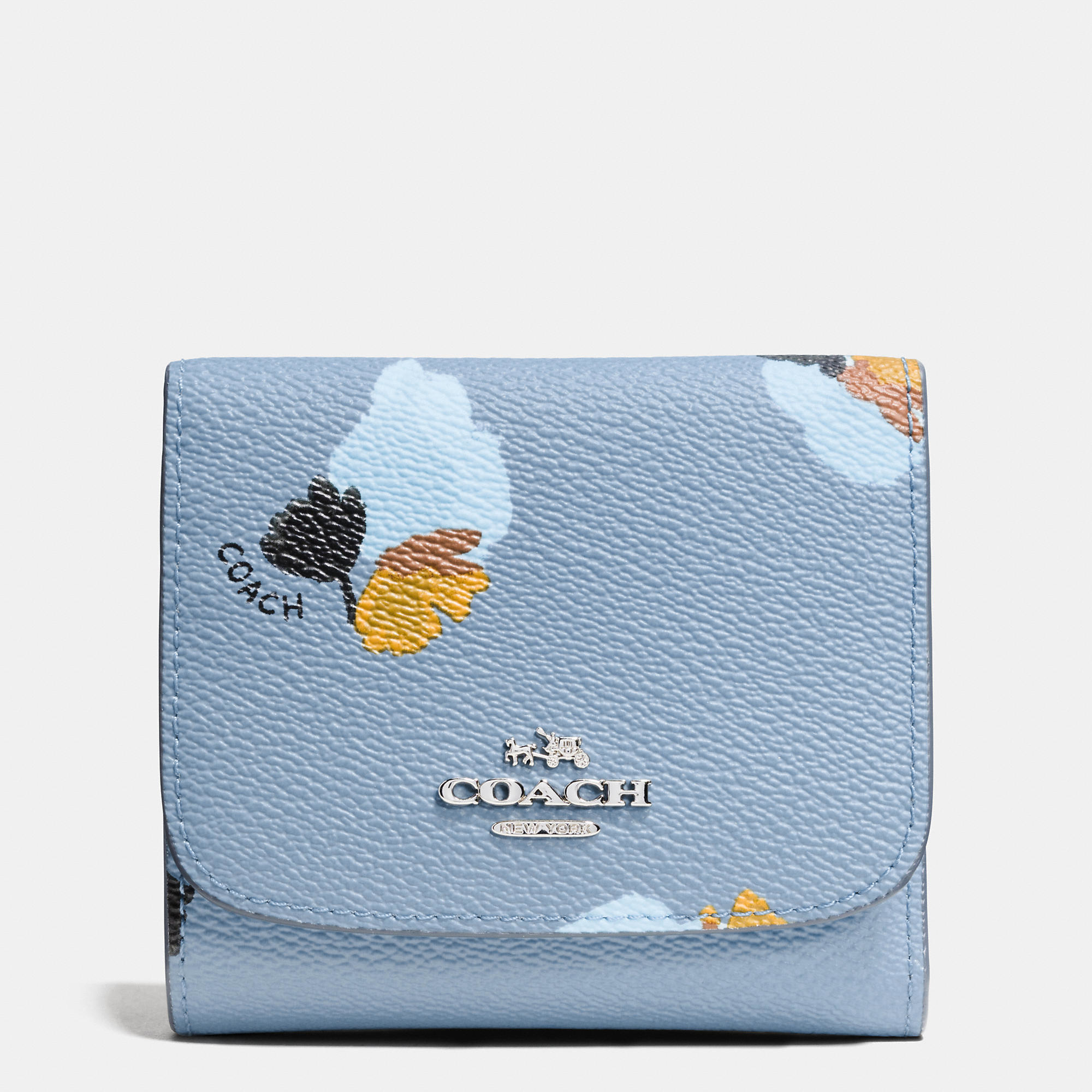 Lyst - Coach Small Wallet In Floral Print Coated Canvas in Blue