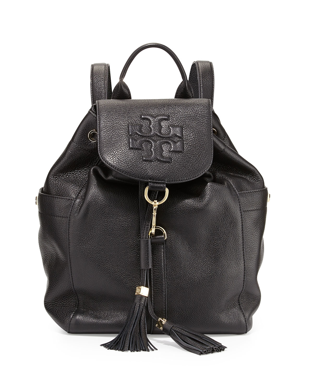Tory Burch Thea Drawstring Leather Backpack in Black | Lyst