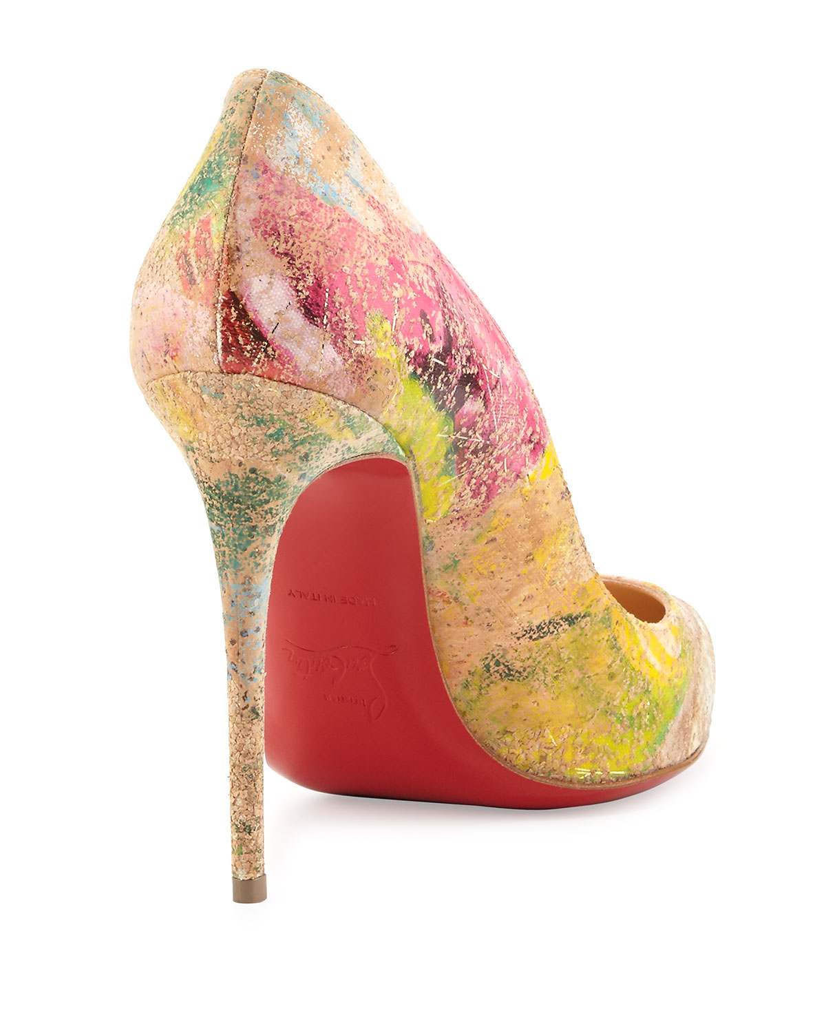 Christian louboutin Pigalles Follies Marble-Print Cork Pumps in ...