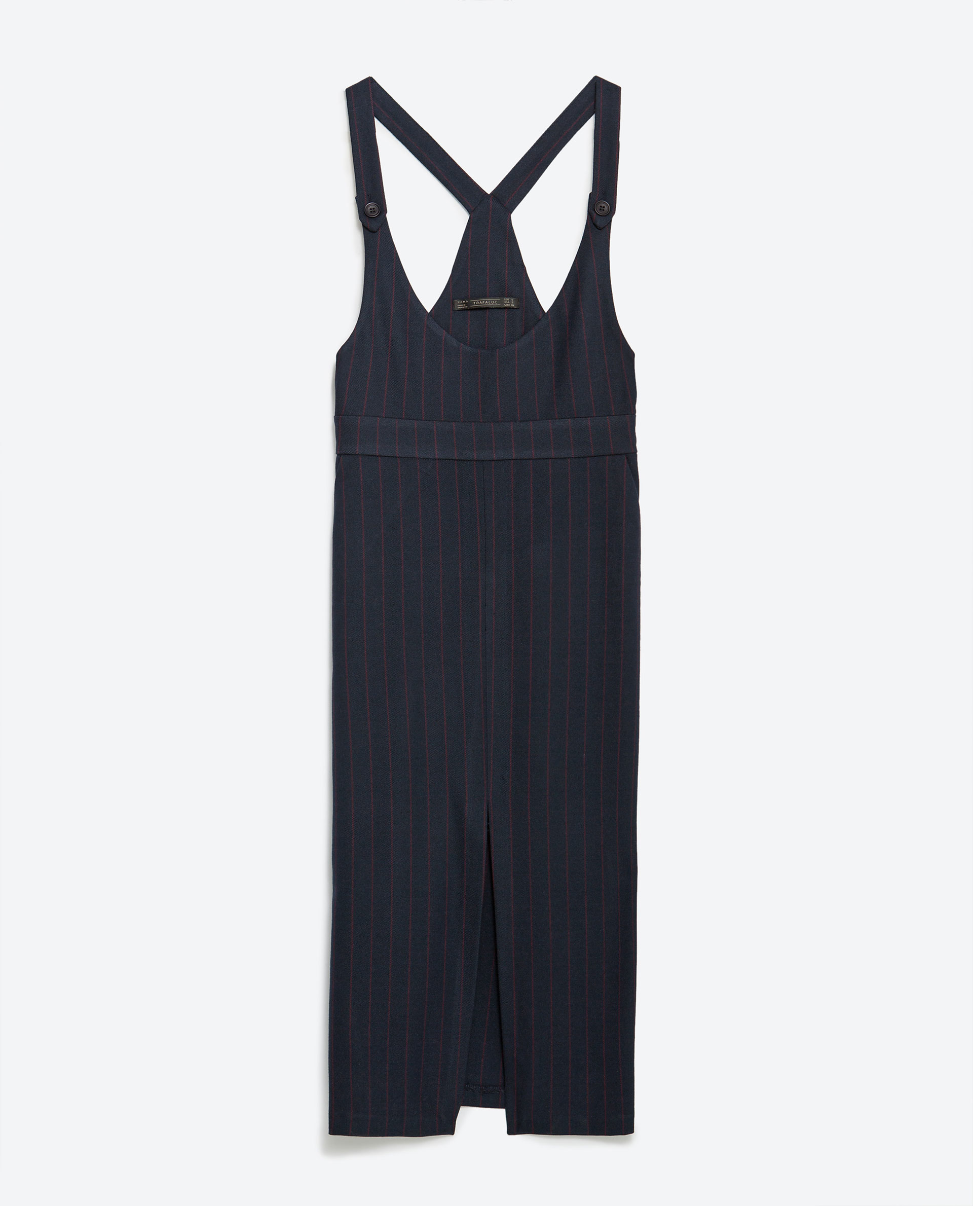 Zara Midi Pinafore Dress in Blue (Navy blue) | Lyst