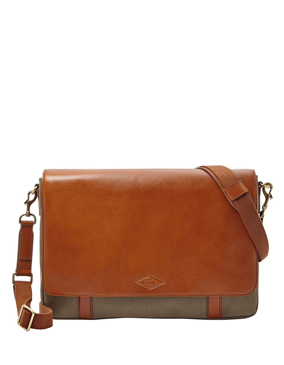 Lyst - Fossil Leather Trim Messenger Bag in Brown for Men