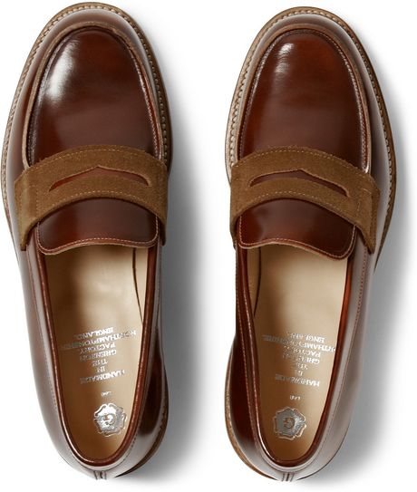 Grenson G-Lab Suede-Trimmed Leather Penny Loafers in Brown for Men | Lyst