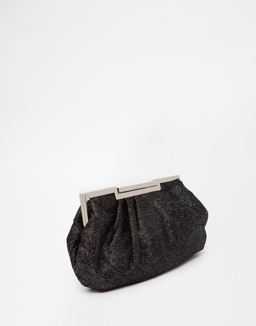 Lyst Lotus Lace Overlay Clutch Bag In Black Gallery