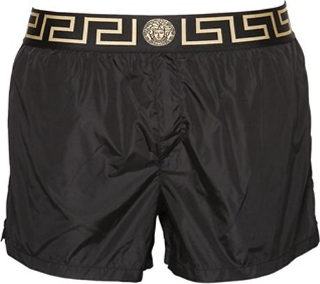 Versace Nylon Swimming Trunks in Black for Men | Lyst