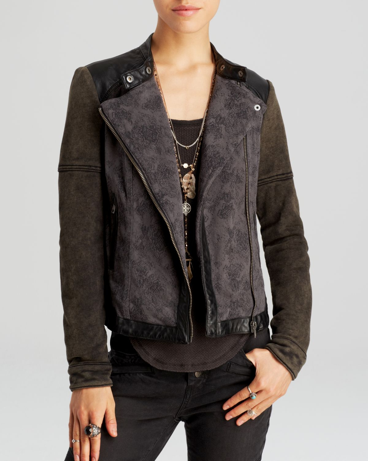 Lyst Free People Jacket Rugged Pieced Faux Leather