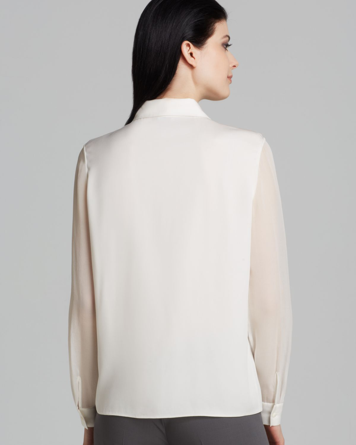 Lyst Armani Blouse Sheer Sleeve In White