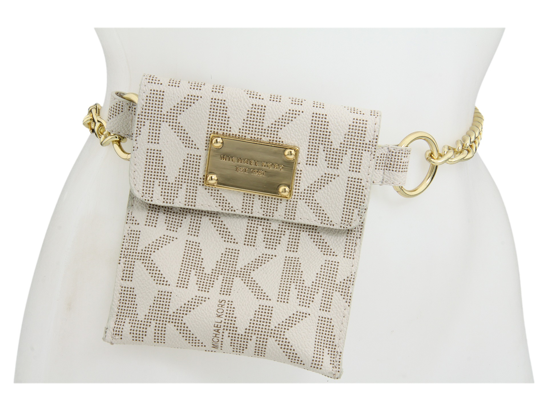 Michael michael kors Michael Kors Logo Belt Bag W Chain in White Lyst