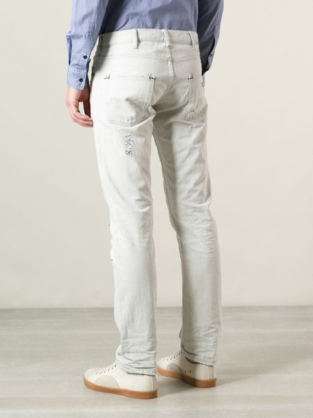 Distressed White Jeans Mens White For Men Armani Jeans