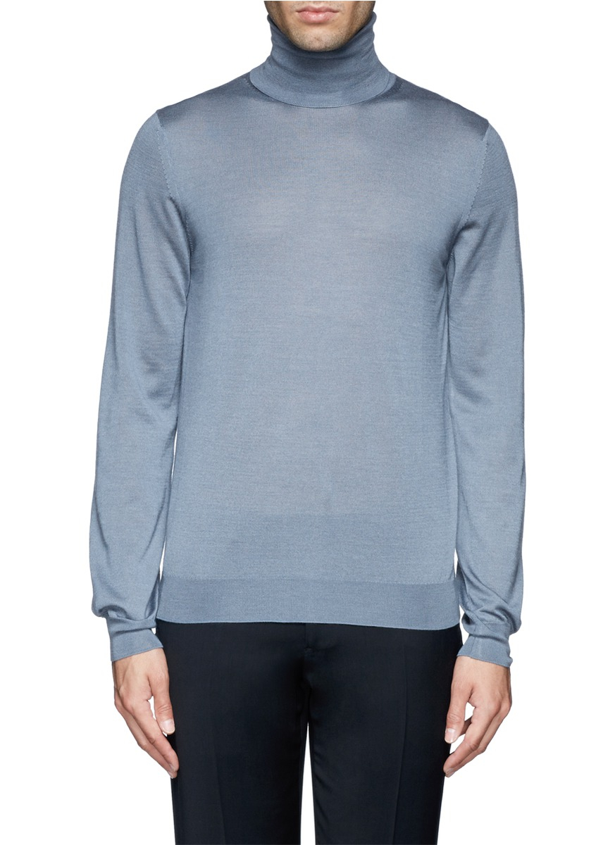 Lyst - Façonnable Cashmere-silk Turtleneck Sweater in Blue for Men