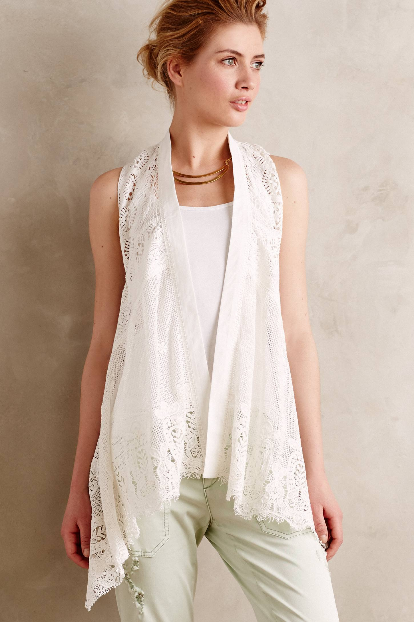 Lyst - Meadow Rue Draped Lace Vest in White