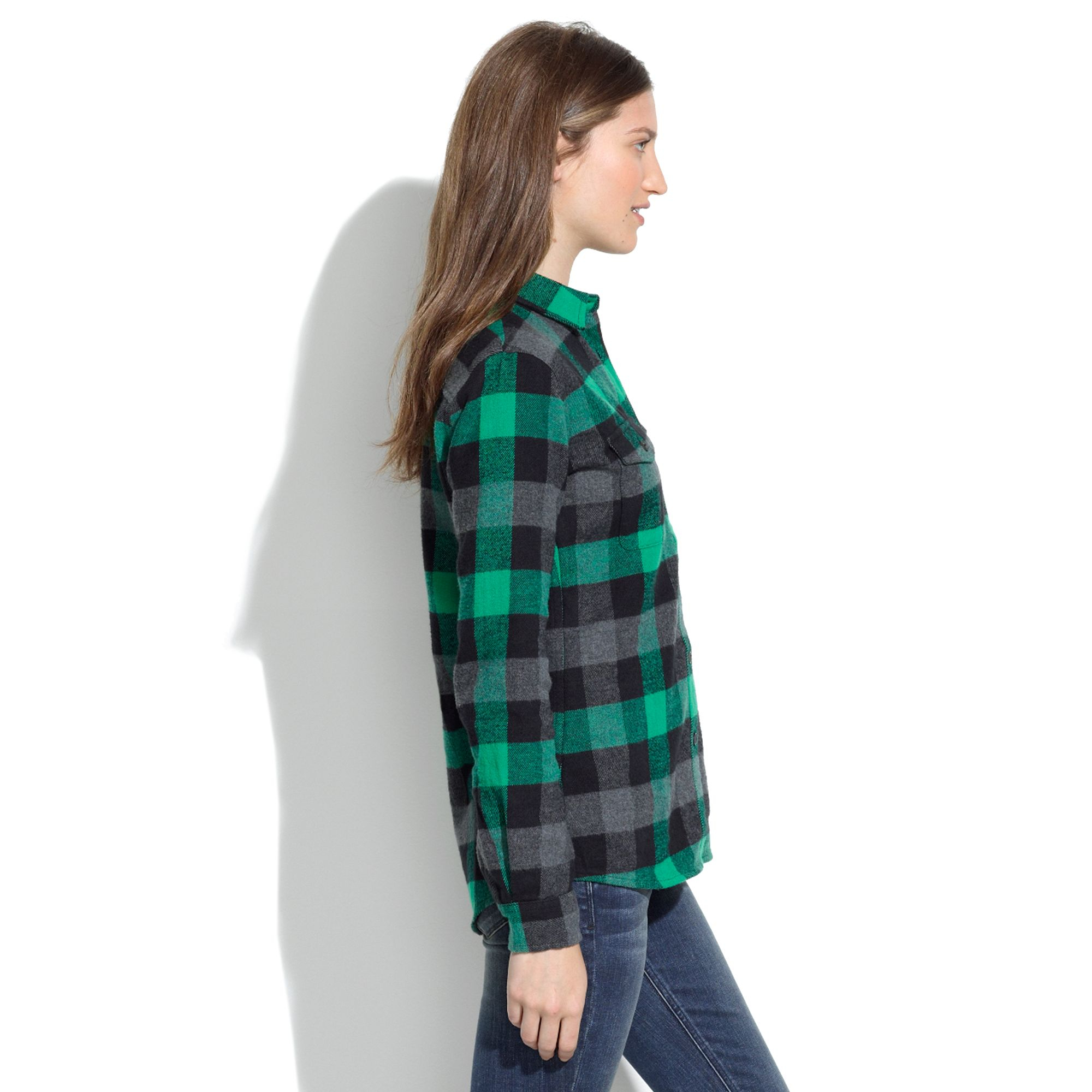 green buffalo plaid flannel shirt