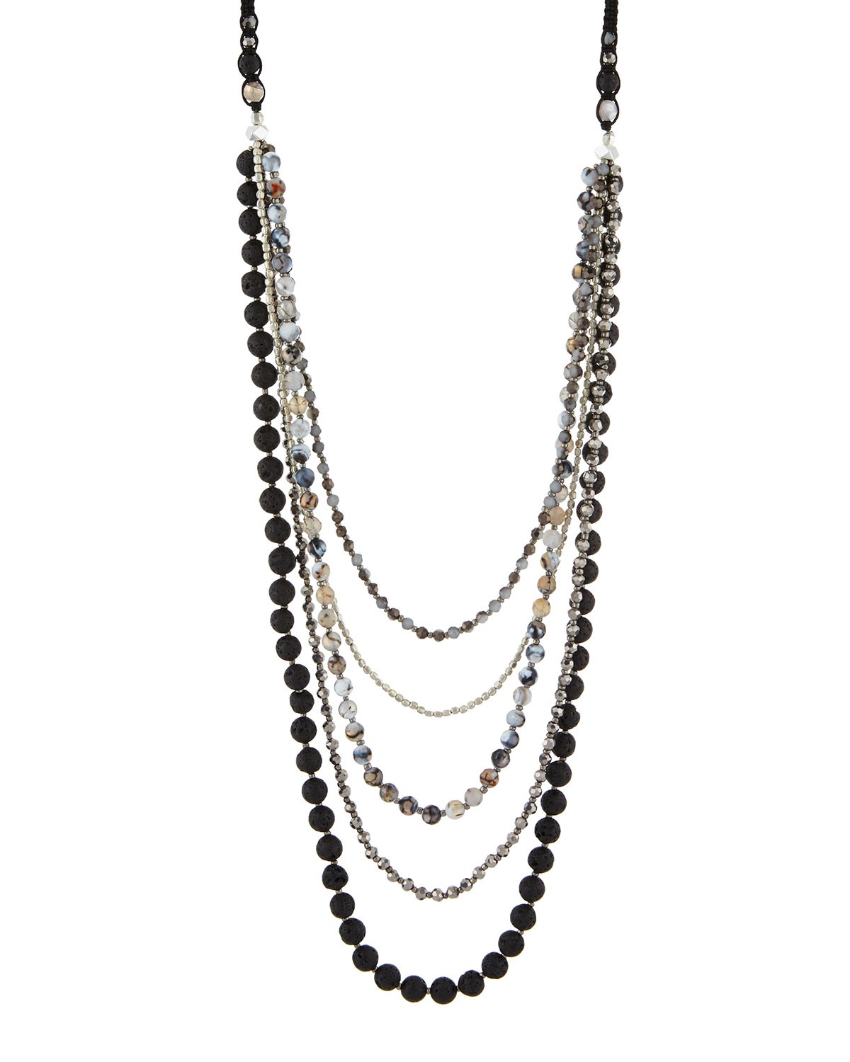 Nakamol Long Multi-strand Agate & Crystal Necklace in Black | Lyst