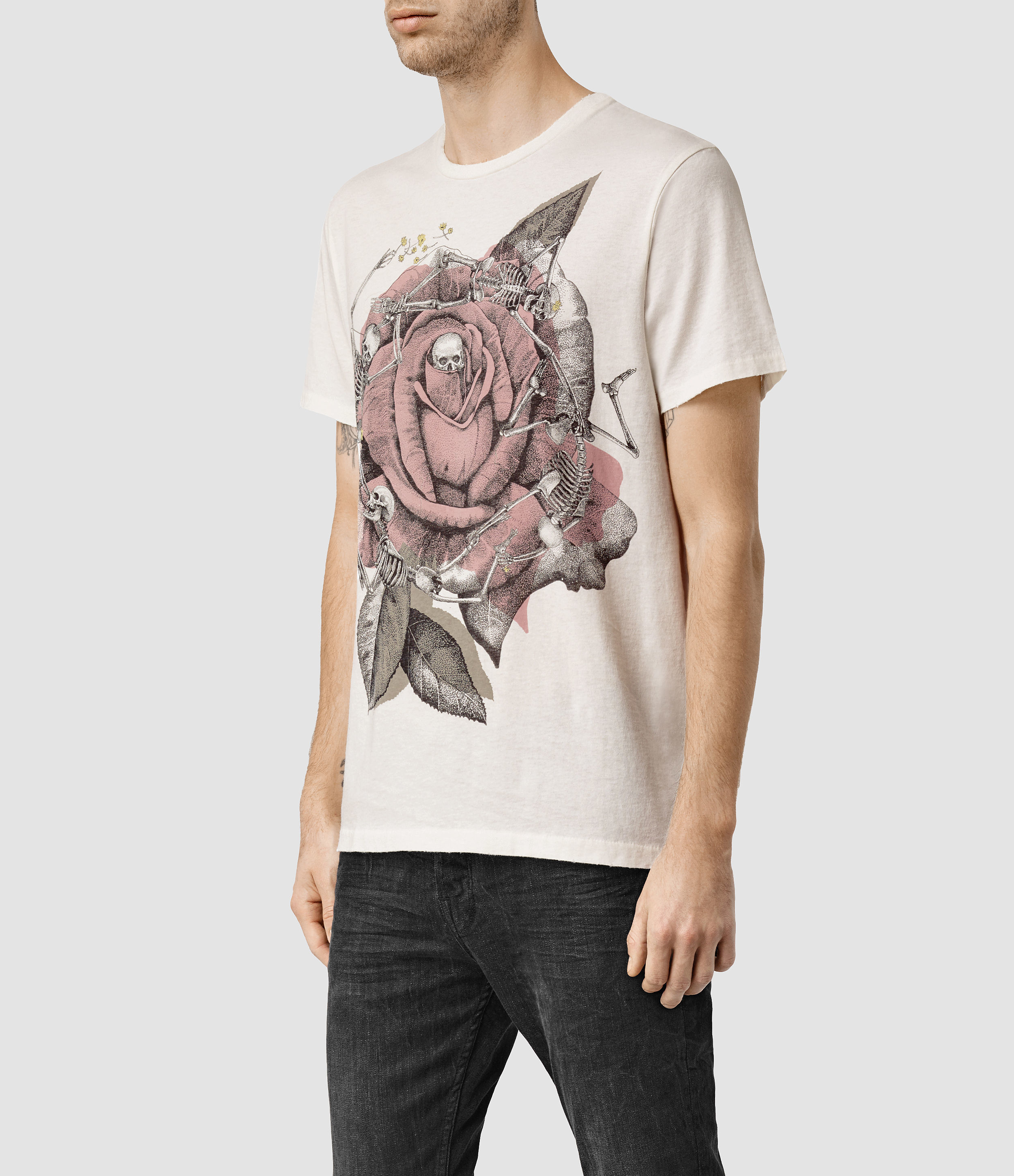 Allsaints Hollywood Rose Crew T-shirt Usa Usa in White for Men | Lyst