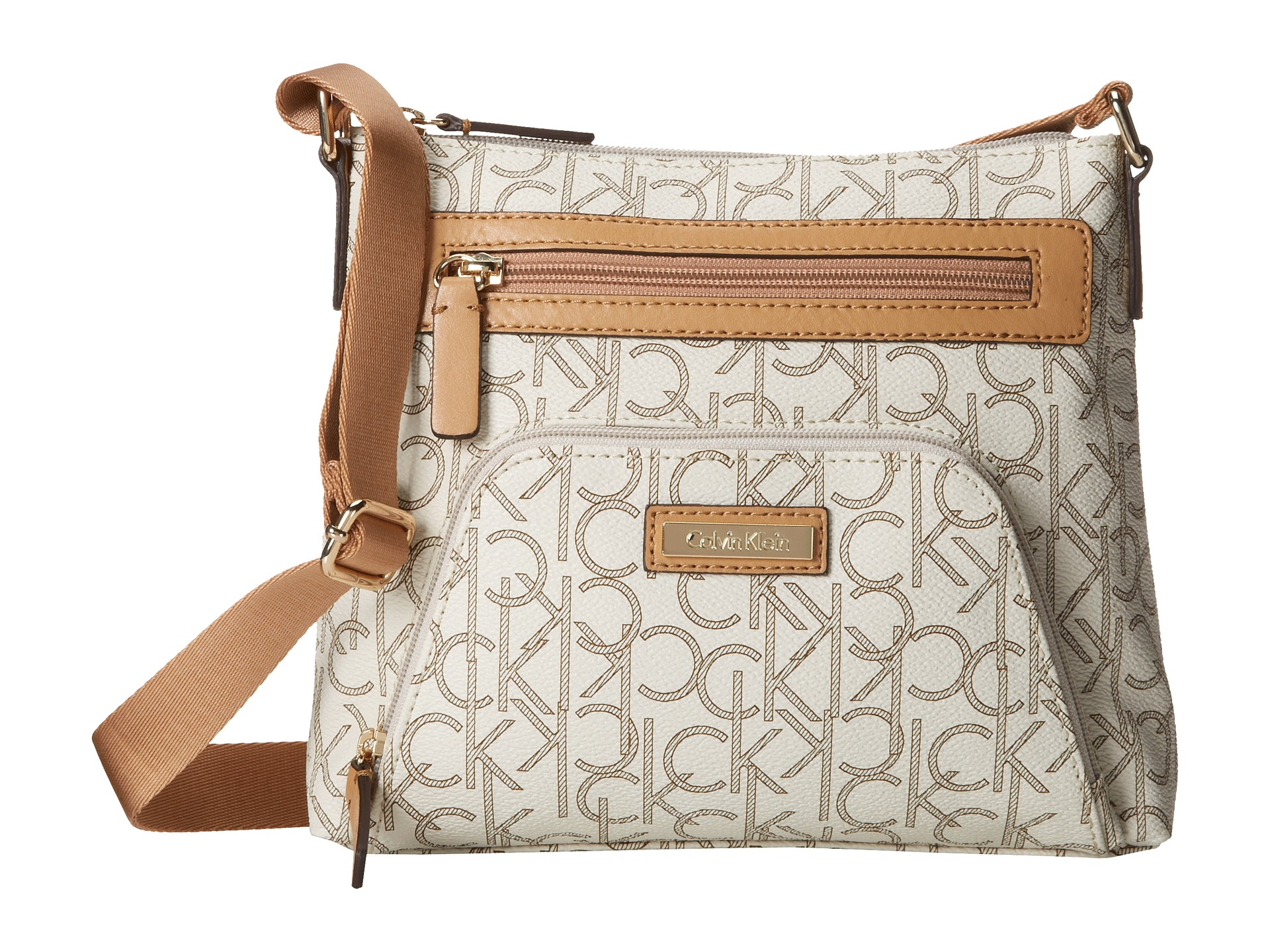 Lyst Calvin Klein Monogram Crossbody H2rej526 In Natural Gallery Previously Sold At Zos Women S Calvin Klein Crossbody