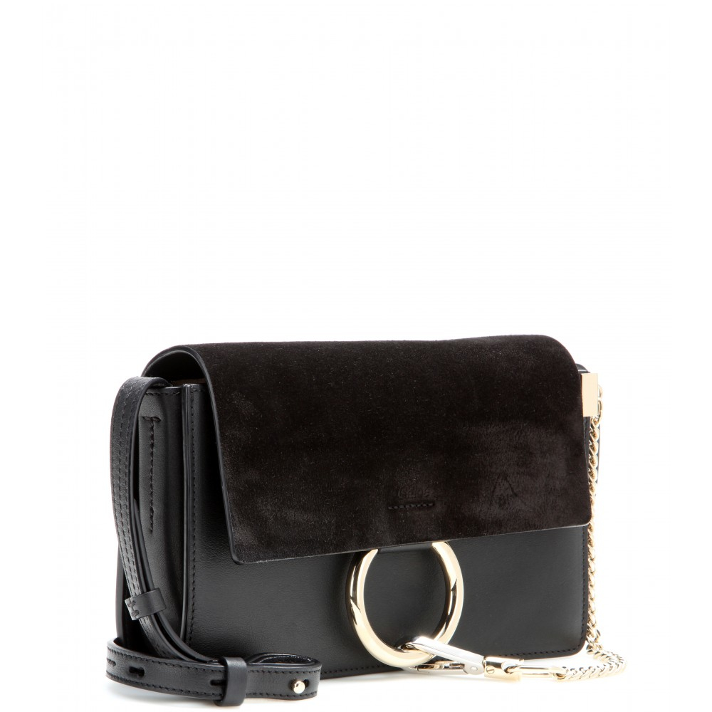 Chlo Faye Small Leather and Suede Shoulder Bag in Black | Lyst