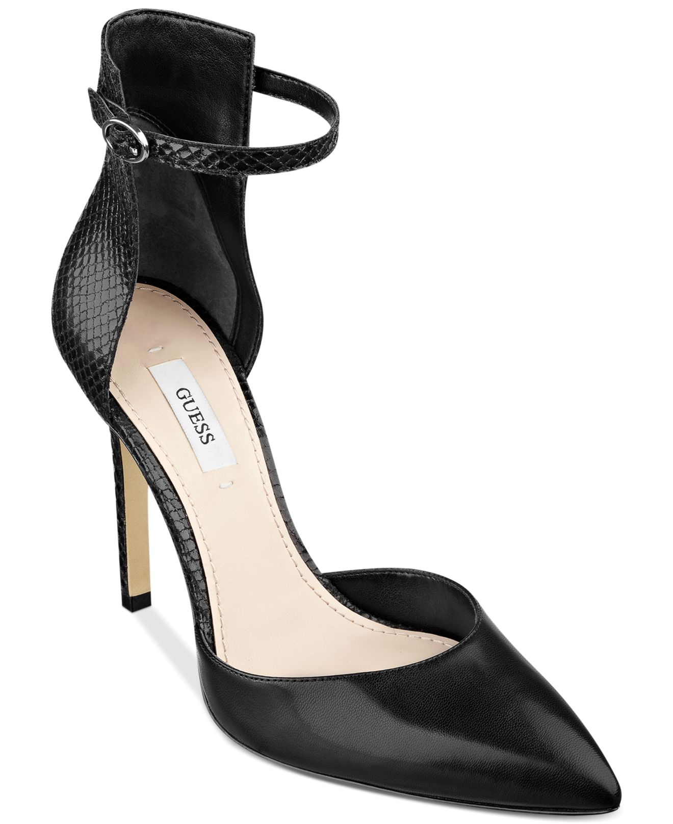 Lyst - Guess Abaih Two Piece Ankle Strap Pumps in Black