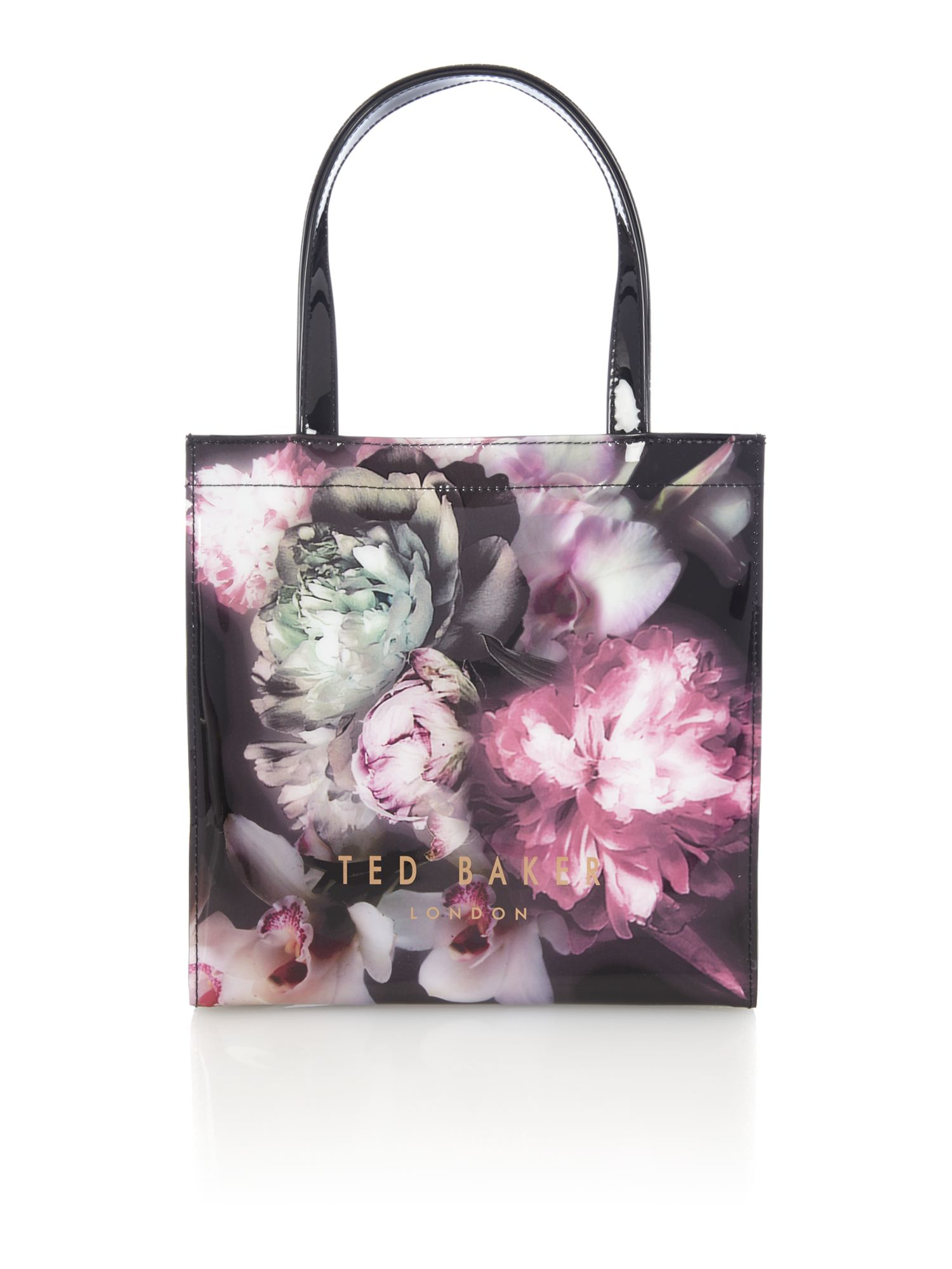 Lyst - Ted Baker Shelcon Bowcon Black Floral Small Tote Bag in Purple