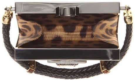 Roberto Cavalli Embellished Leather Box Clutch in Black (black made in ...