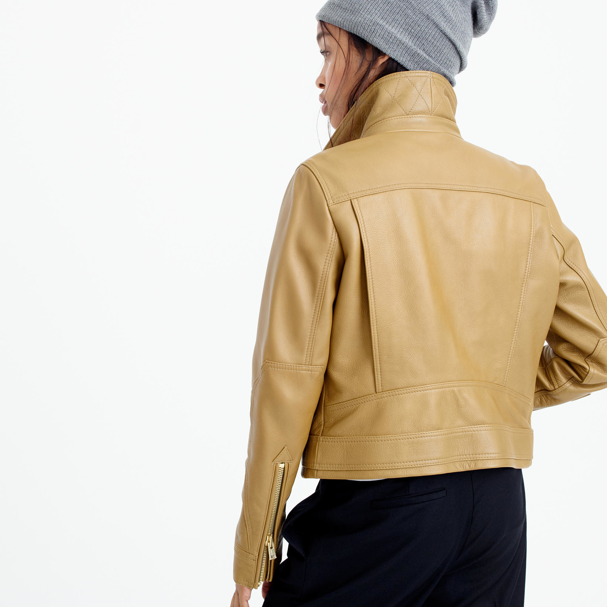 J Crew Collection Leather Flight Jacket In Brown Lyst Gallery