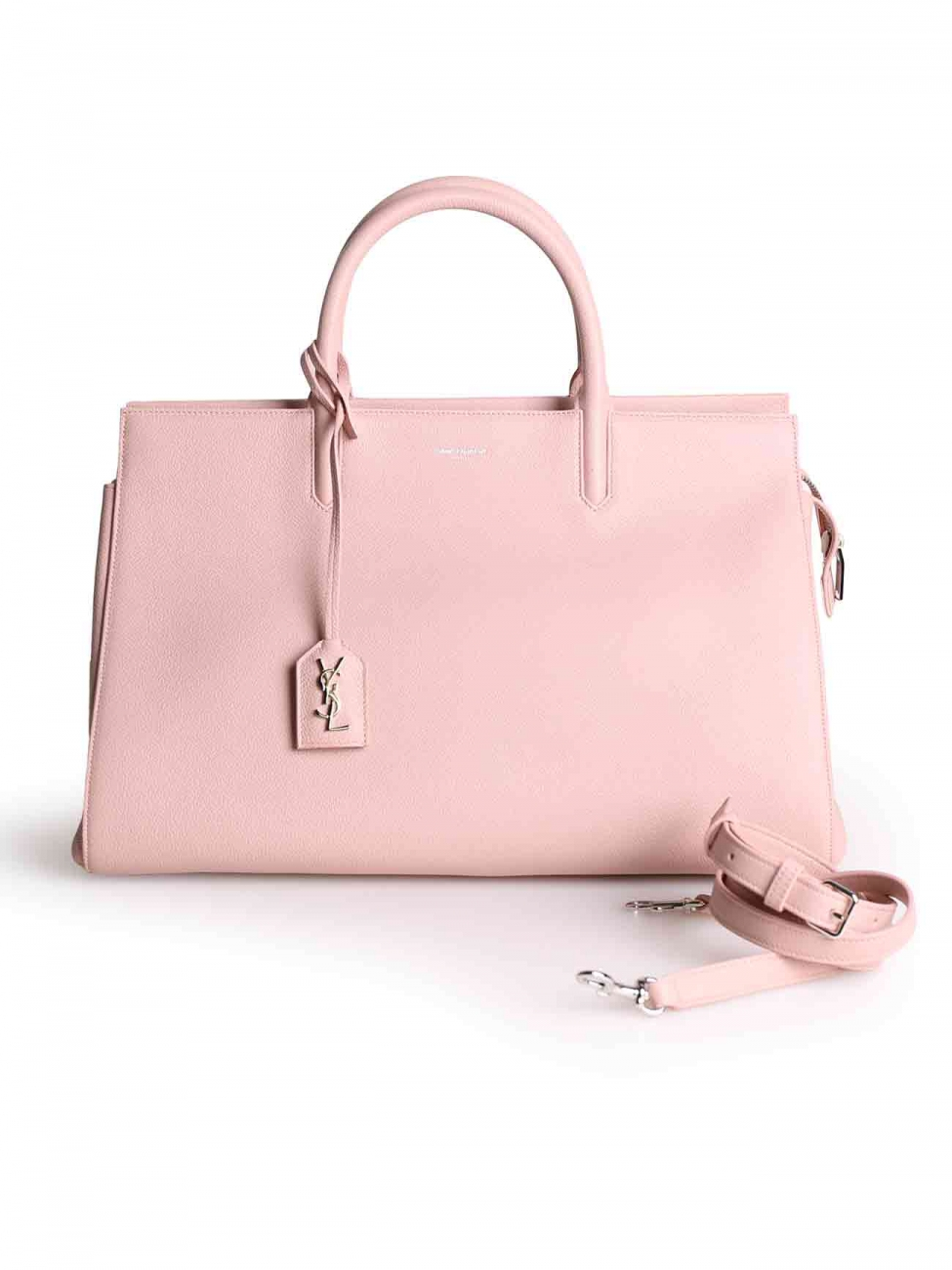 Saint laurent Cabas Rive Gauche Leather Tote in Pink | Lyst