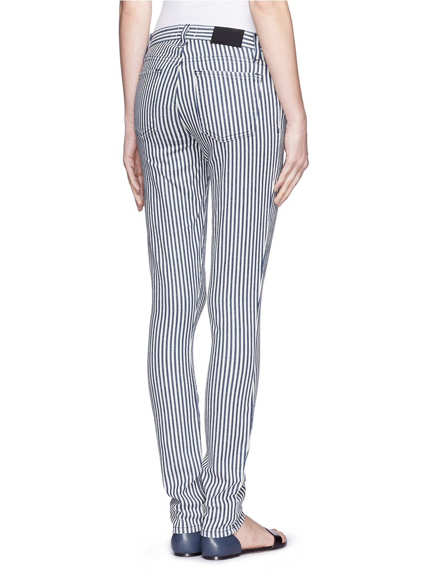 Lyst - Theory 'billy' Striped Stretch Jeans in Blue