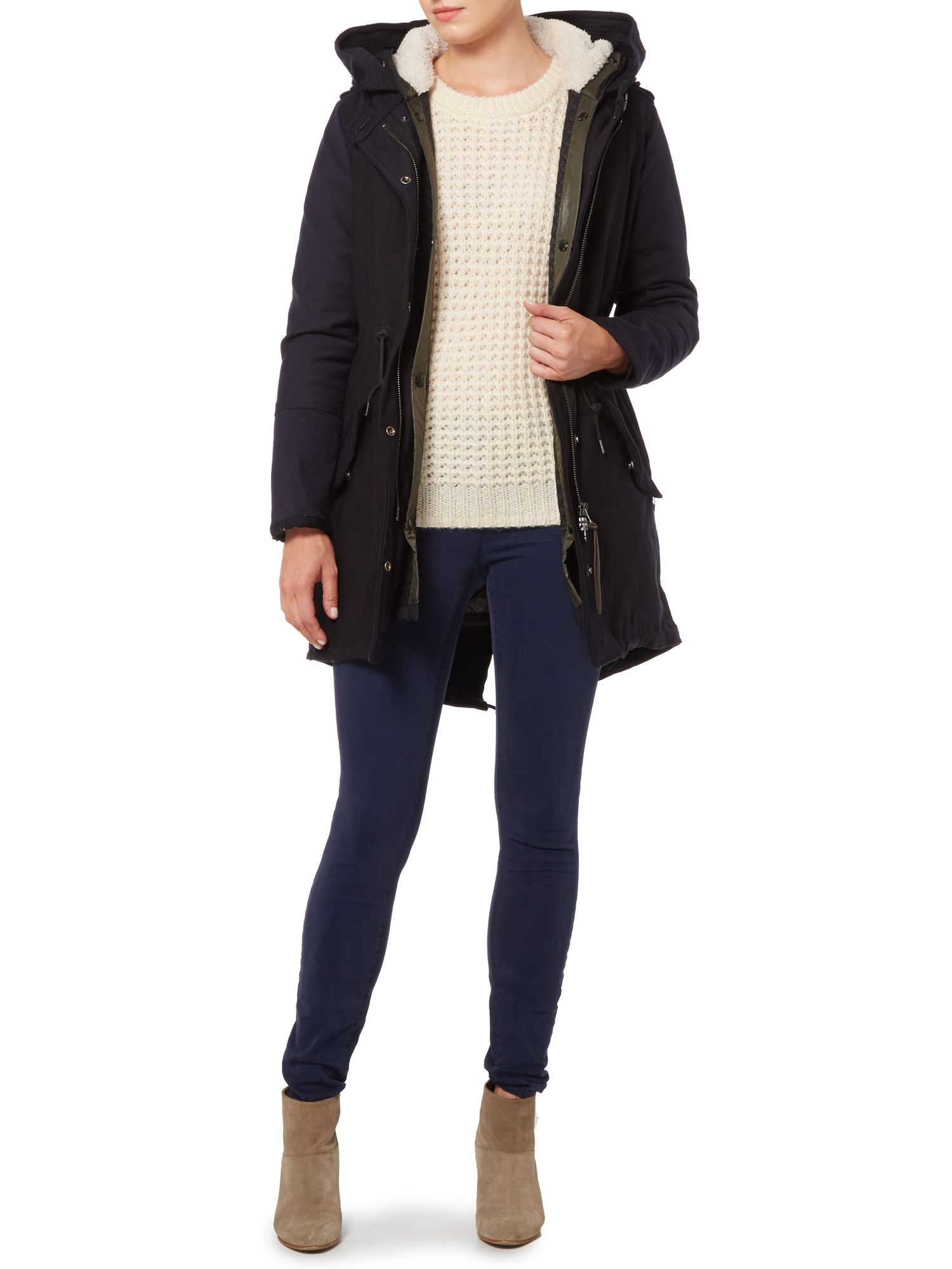 Maison scotch Parka Jacket With Removable Lining in Blue | Lyst