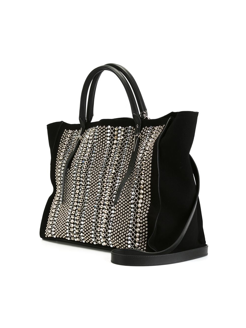 Cesare Paciotti Swarovski Crystal Embellished Tote In Black Lyst Gallery