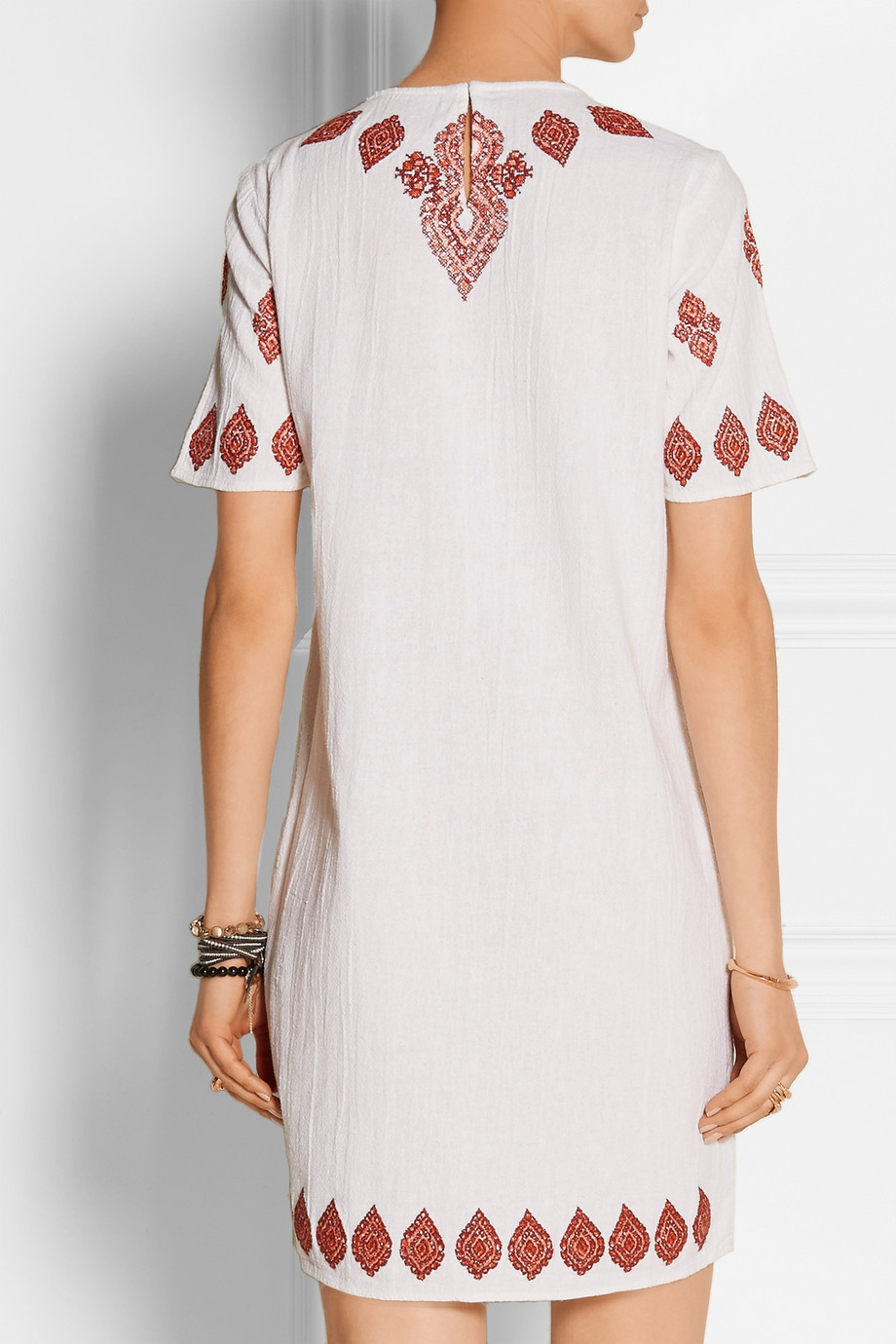 Michael michael kors Embroidered CottonMuslin Dress in Red Lyst