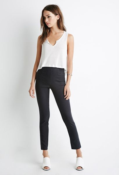 Forever 21 Striped Side-Zip Pants in Black (BLACKGREY) | Lyst