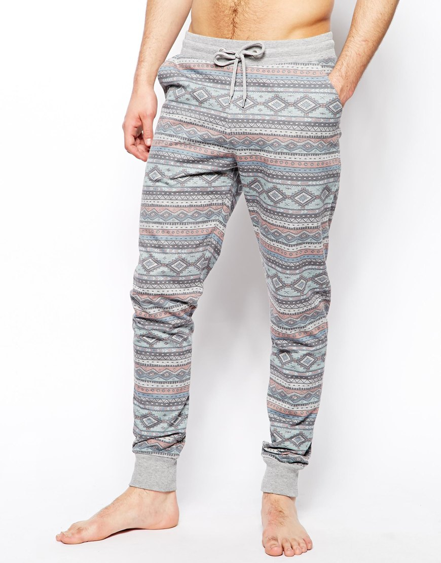 Lyst - Asos Slim Fit Lounge Sweatpants with Aztec Print in Gray for Men
