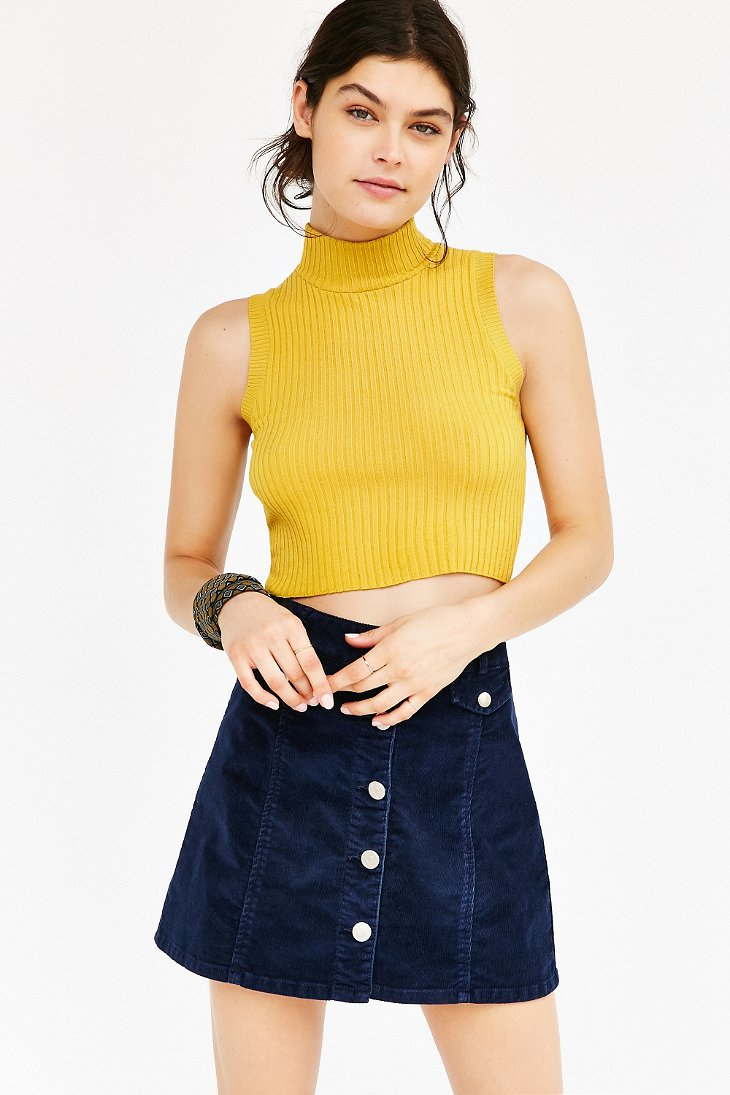 Download Silence + noise Ribbed Mock-neck Tank Top in Yellow ...