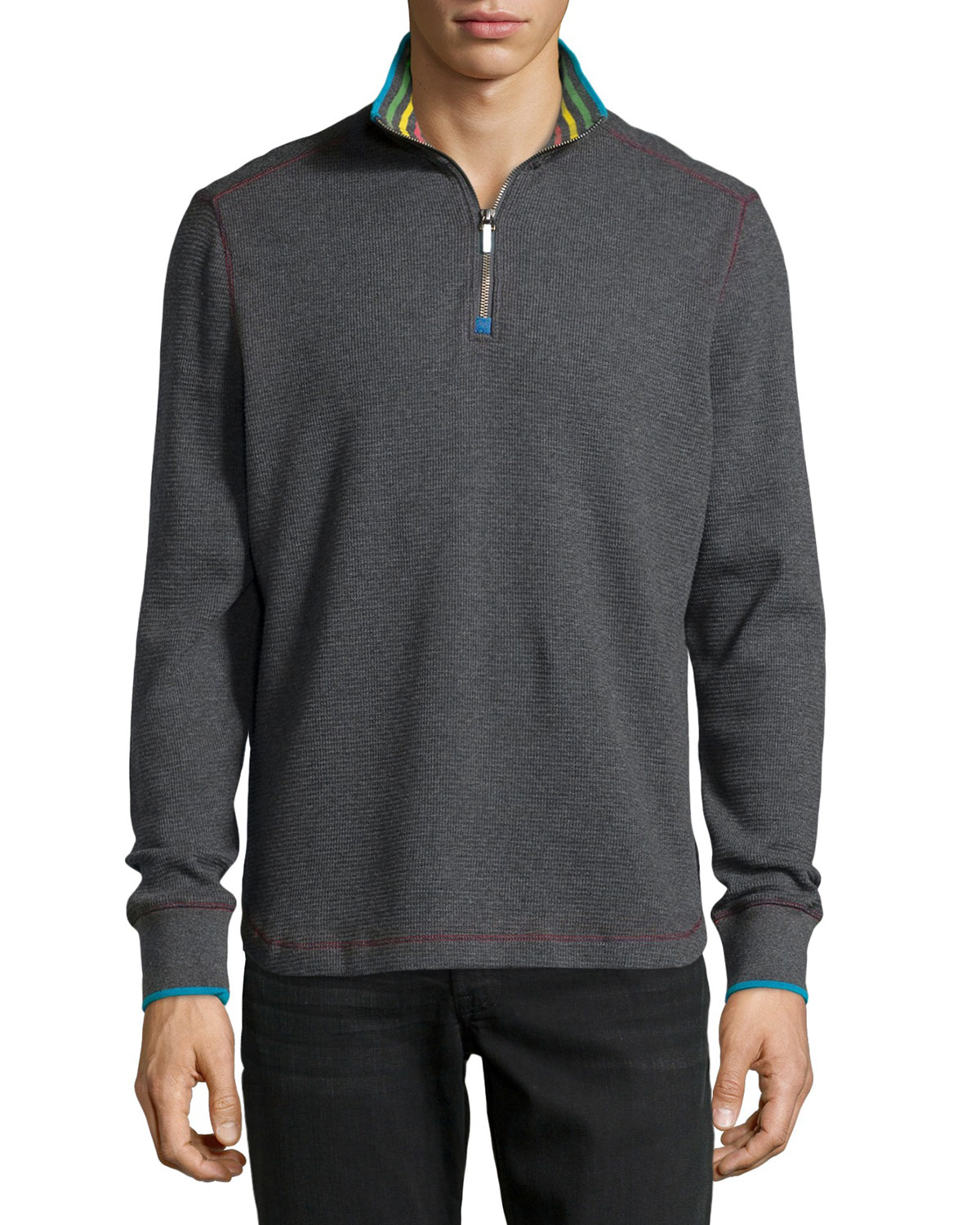 Robert graham Quarter-zip Mock-neck Sweater in Gray for Men (CHARCOAL) | Lyst
