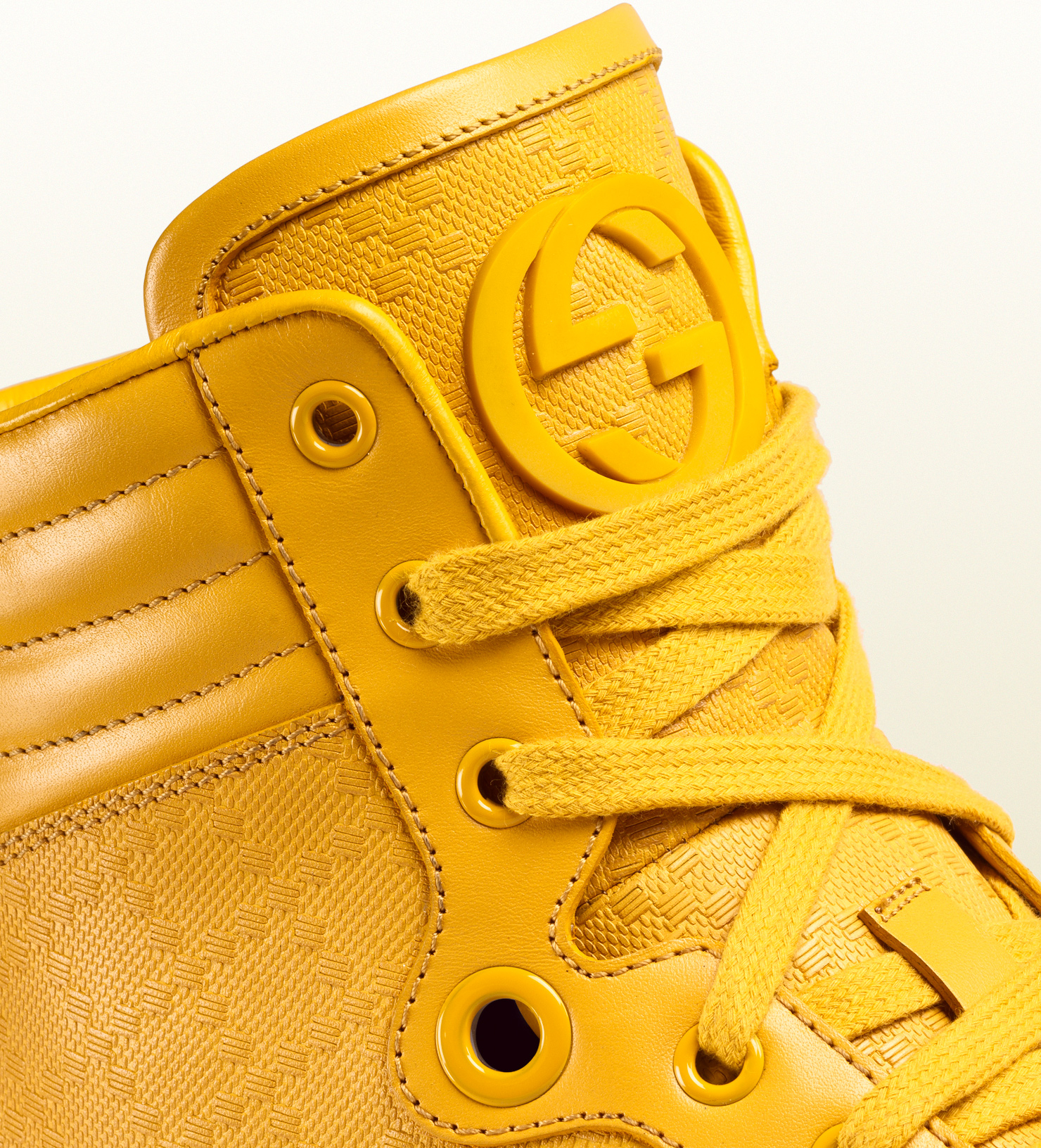 Lyst Gucci Diamante Leather Hightop Sneaker in Yellow for Men