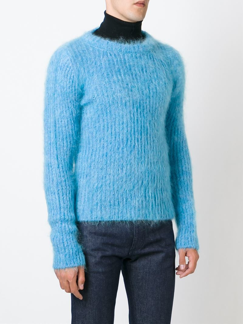 Raf simons Fluffy Sweater in Blue for Men | Lyst