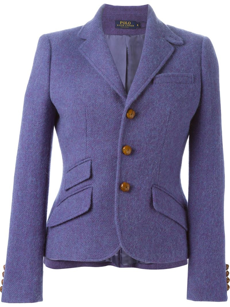 Polo ralph lauren Fitted Blazer Jacket in Pink (pink & purple) | Lyst