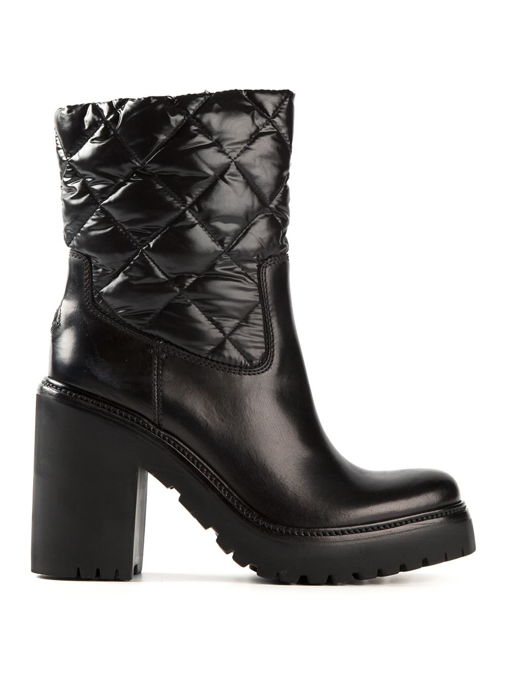 quilted tall black boots
