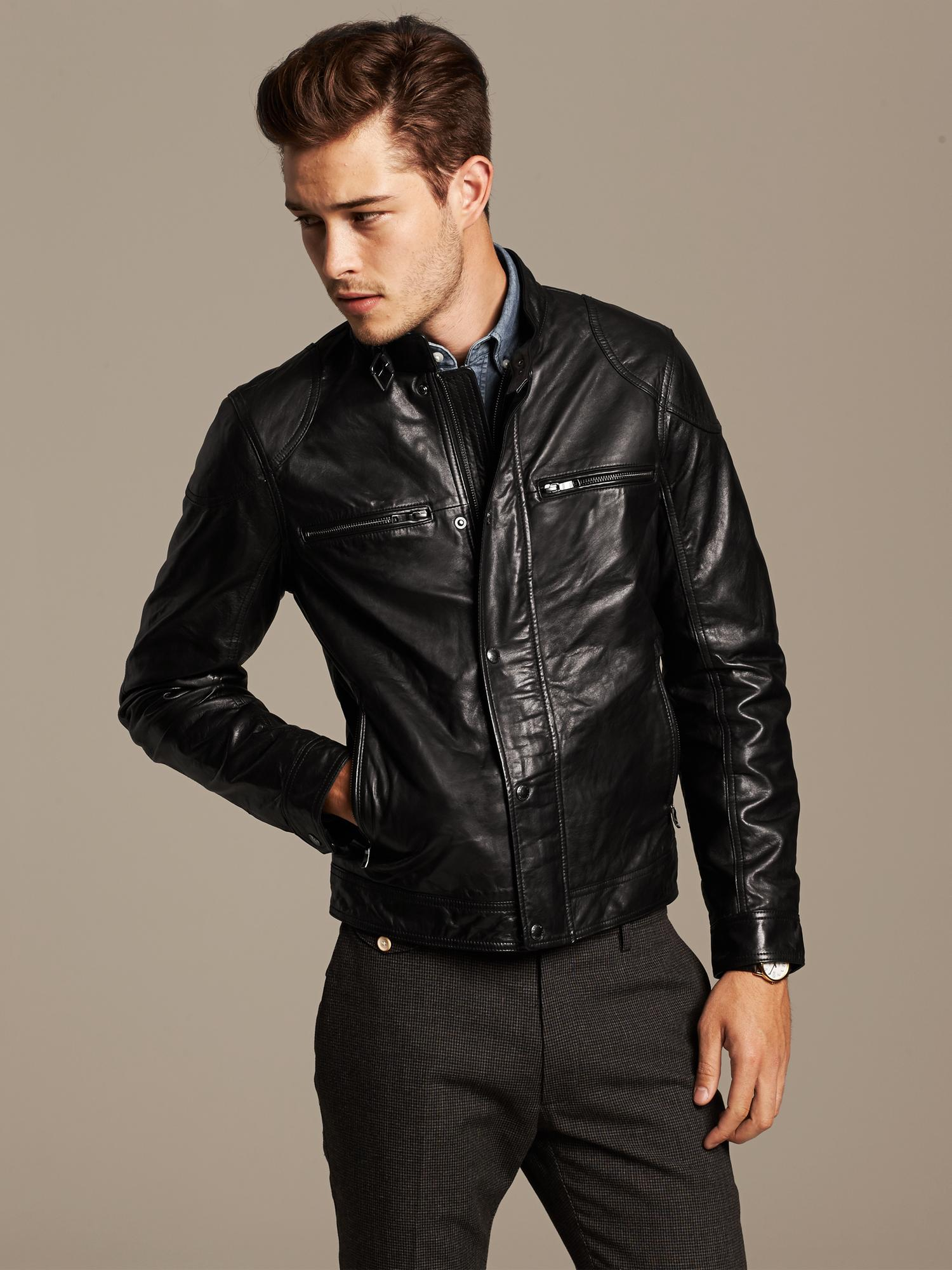 Lyst - Banana Republic Leather Moto Jacket in Black for Men