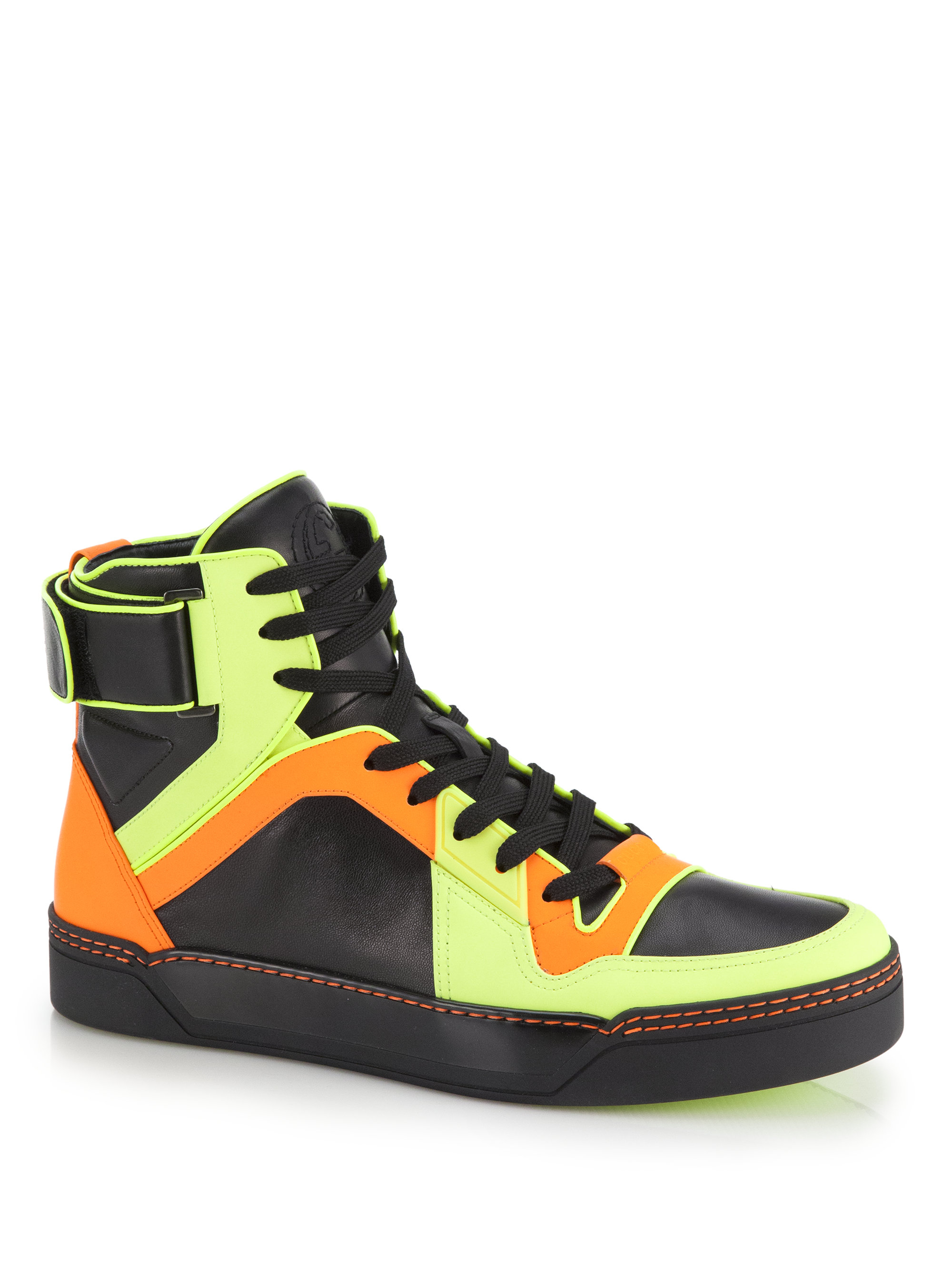 Lyst Gucci Neon Leather Hightop Sneakers for Men Lyst Gucci Neon Leather Hightop Sneakers for Men