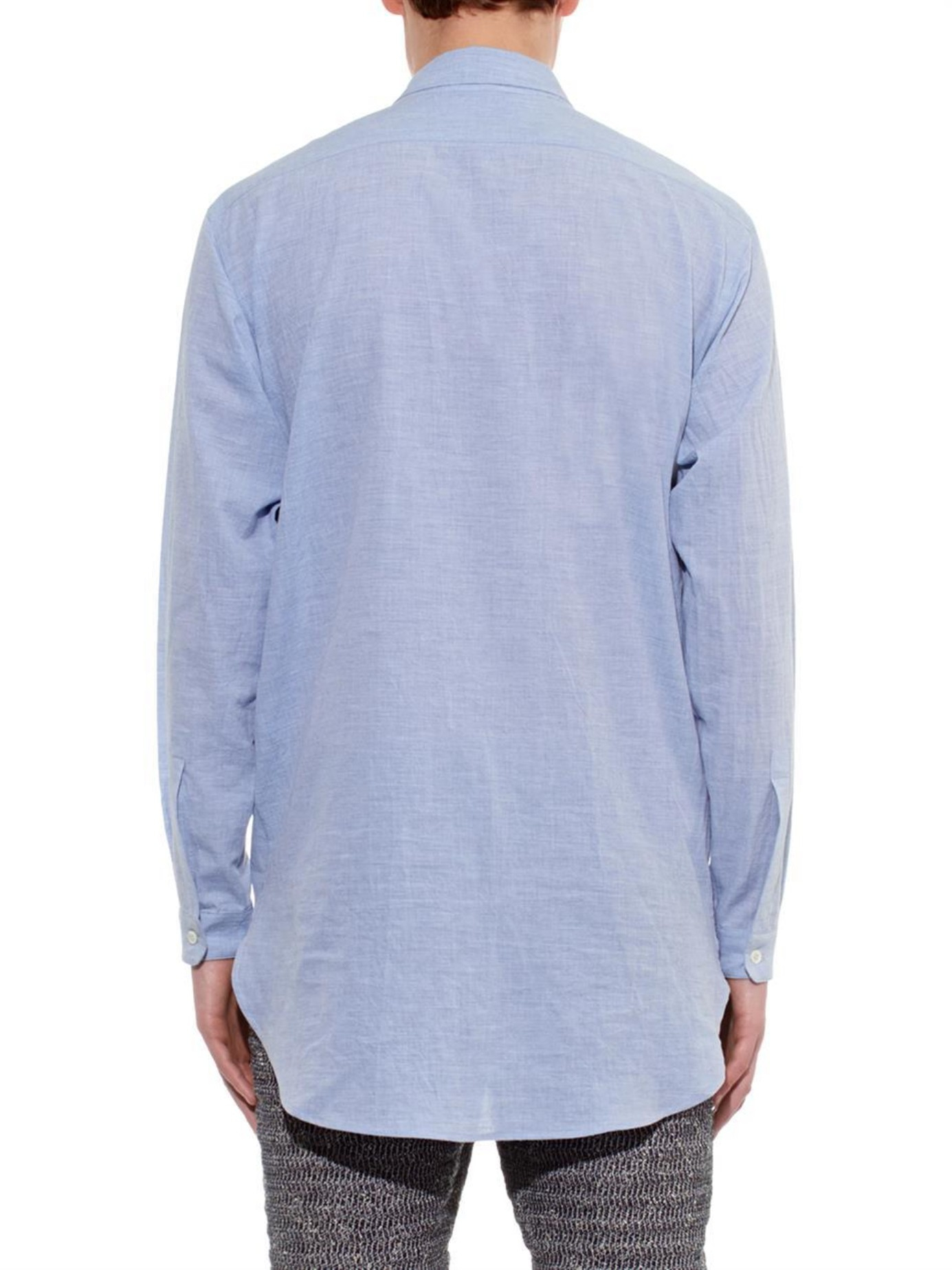 Lyst - Raey Long-Line Half-Placket Cotton Shirt in Blue for Men