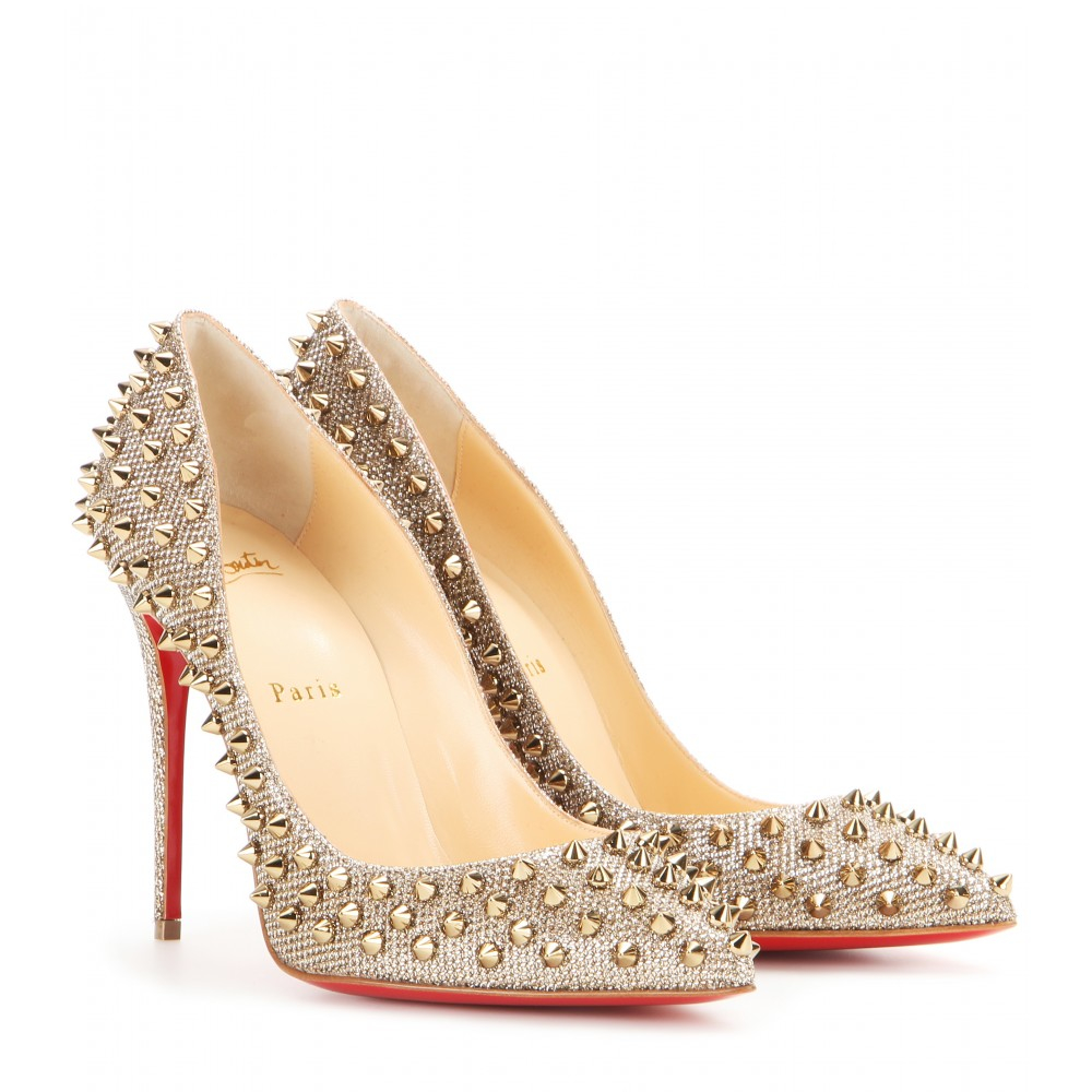 gold spiked christian louboutin