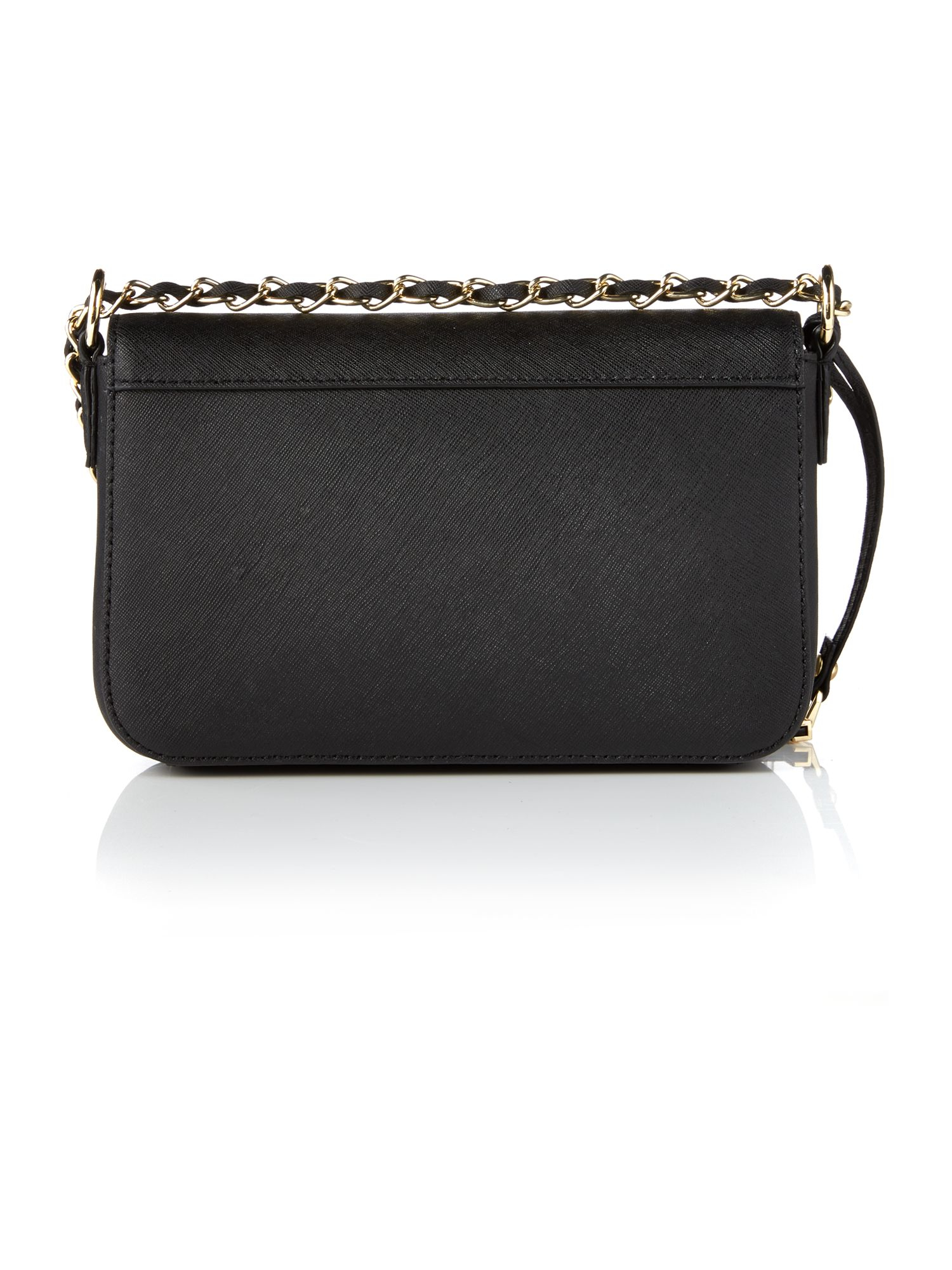 Dkny Saffiano Black Small Flap Over Cross Body Bag in Black | Lyst