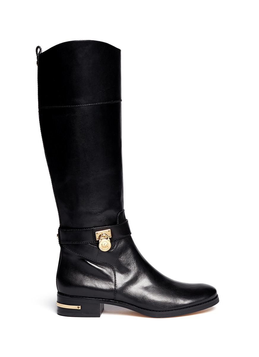 Michael kors Aileen' Leather Boots in Black | Lyst