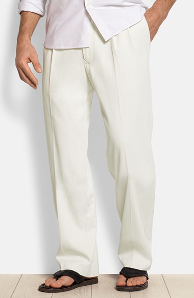 Tommy Bahama 'new St. Thomas' Flat Front Silk & Cotton Pants in White ...