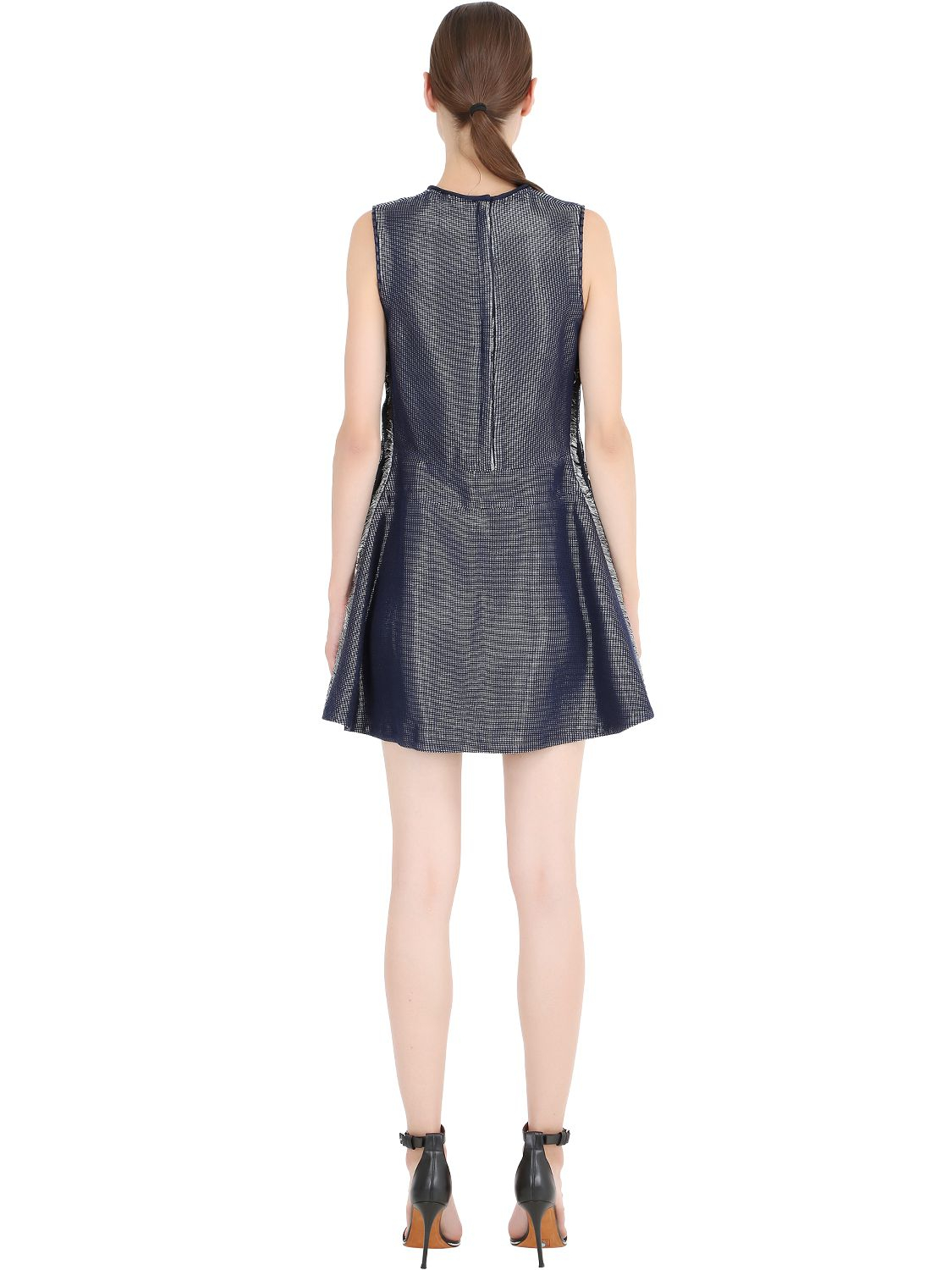 Lyst - Calvin Klein Ribbed Lamé Dress in Metallic