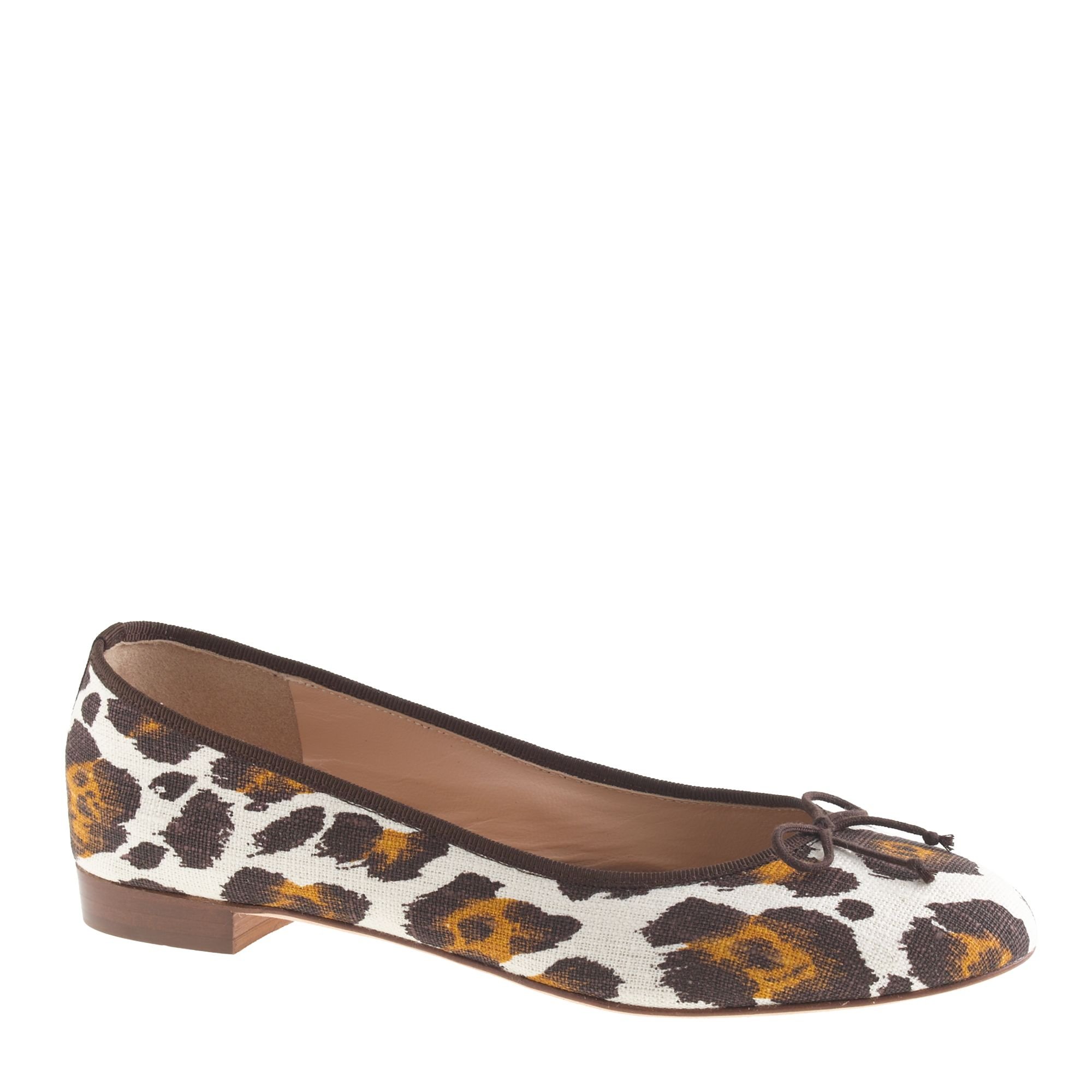 J.crew Kiki Printed Ballet Flats in Animal (leopard white canvas) | Lyst