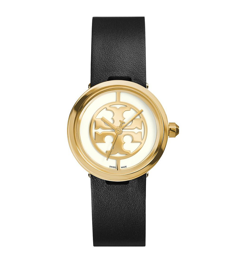 Tory burch Reva 28mm Double-wrap Leather Strap Watch | Lyst